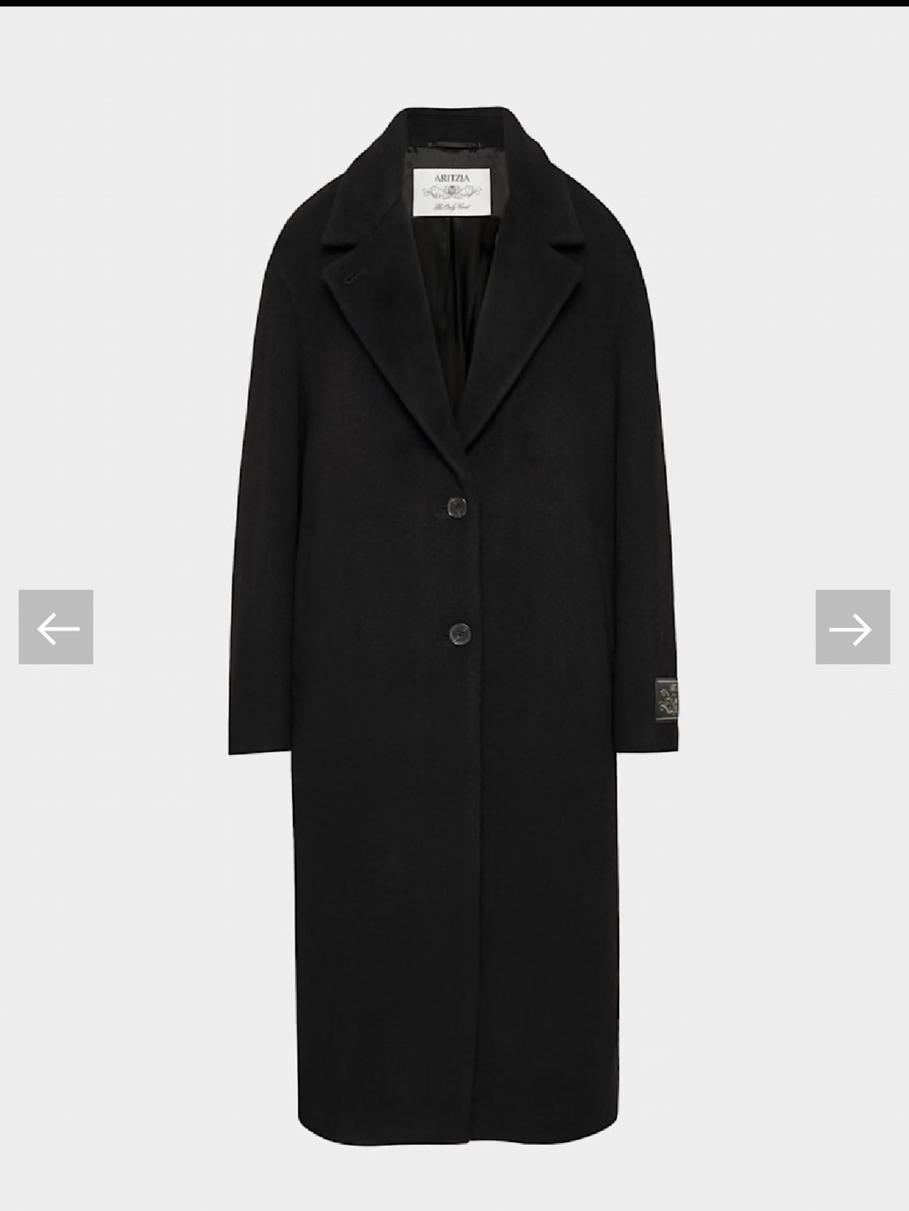 Aritzia the Only Coat Black Long Cashmere and Wool-Blend Classic Italian Luxury